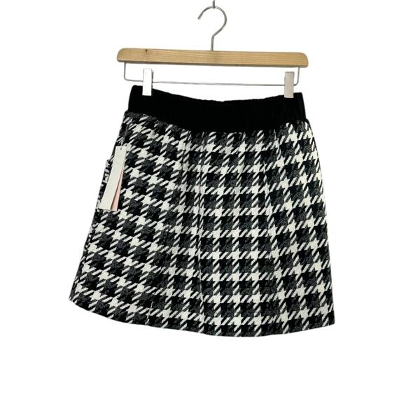 AQUA Houndstooth Black & White Mini Skirt Women's Small NEW $68 Exclusive - Picture 3 of 5